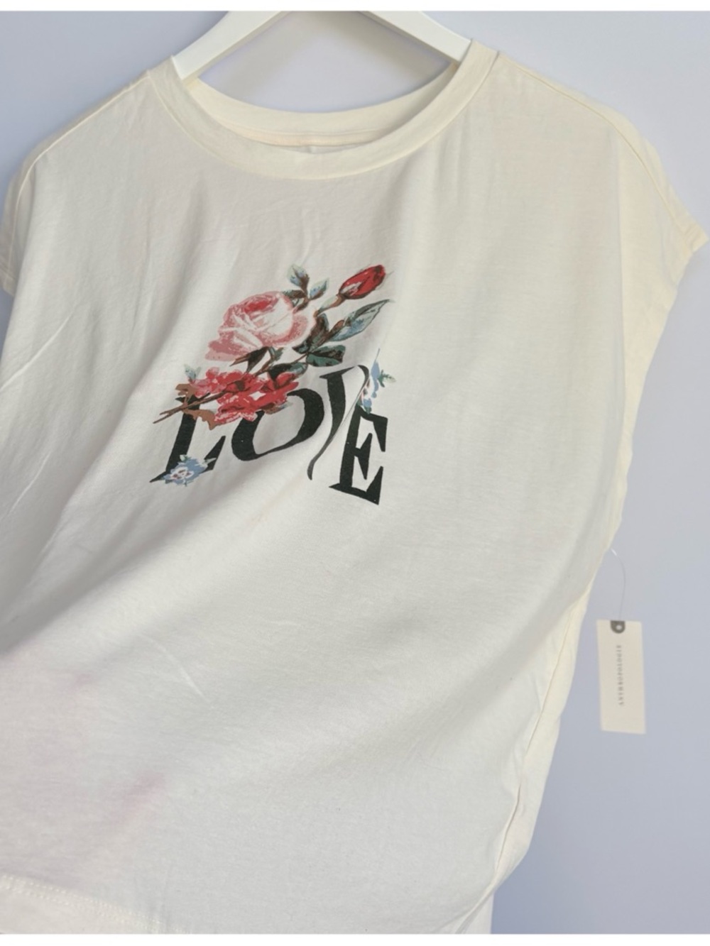 NWT Anthropologie Rose Love print Graphic Cotton Muscle Tee, M - Picture 8 of 14